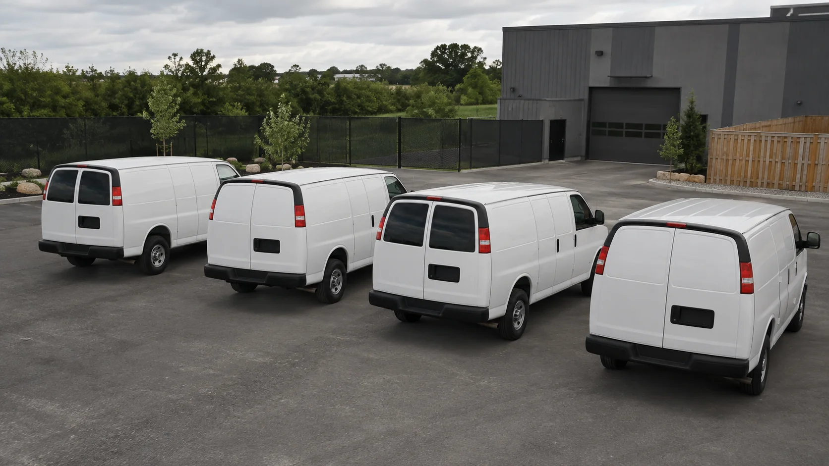 Commercial fleet parked idle — business operations paused