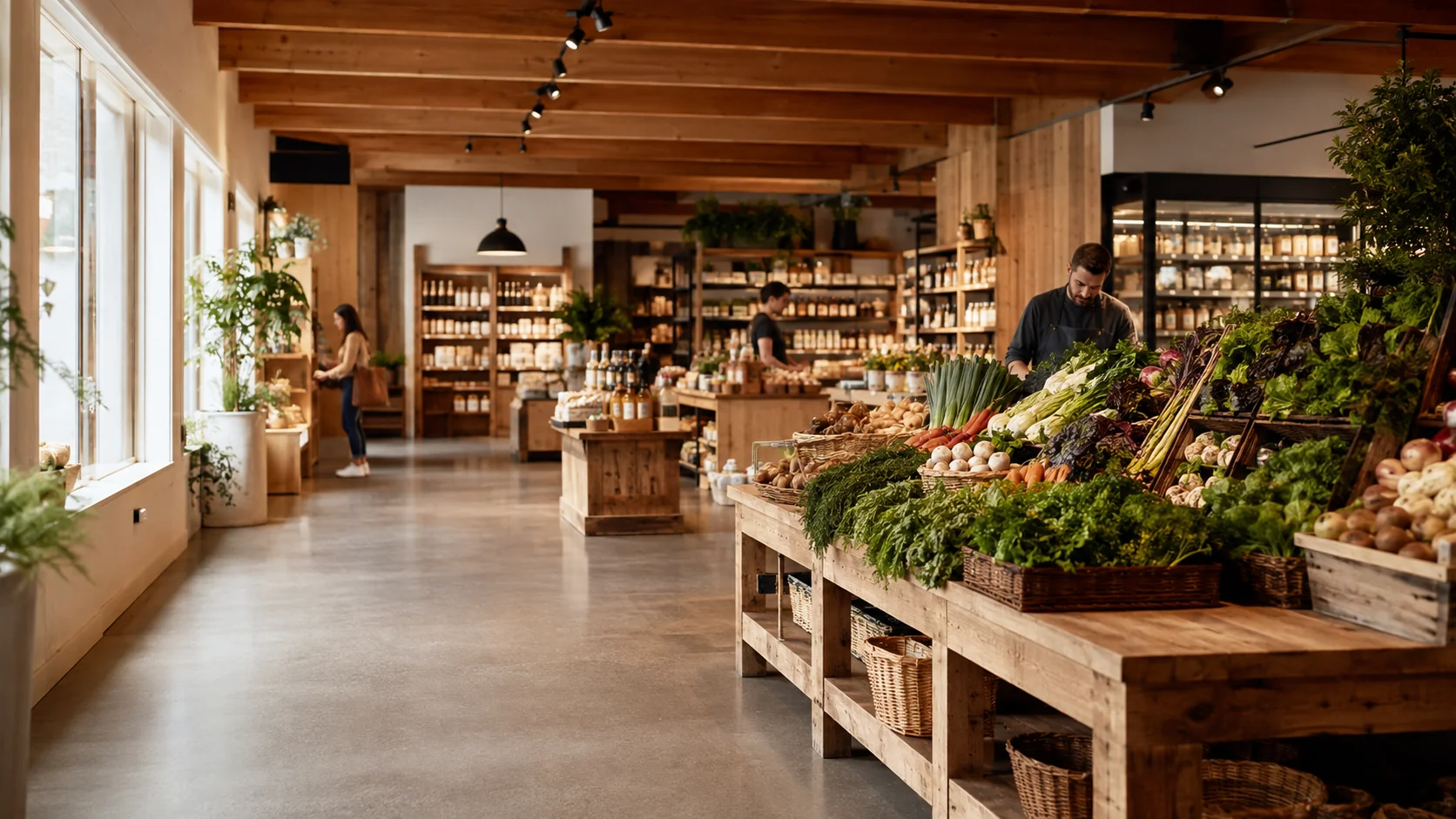 Specialty grocery store with fresh produce display