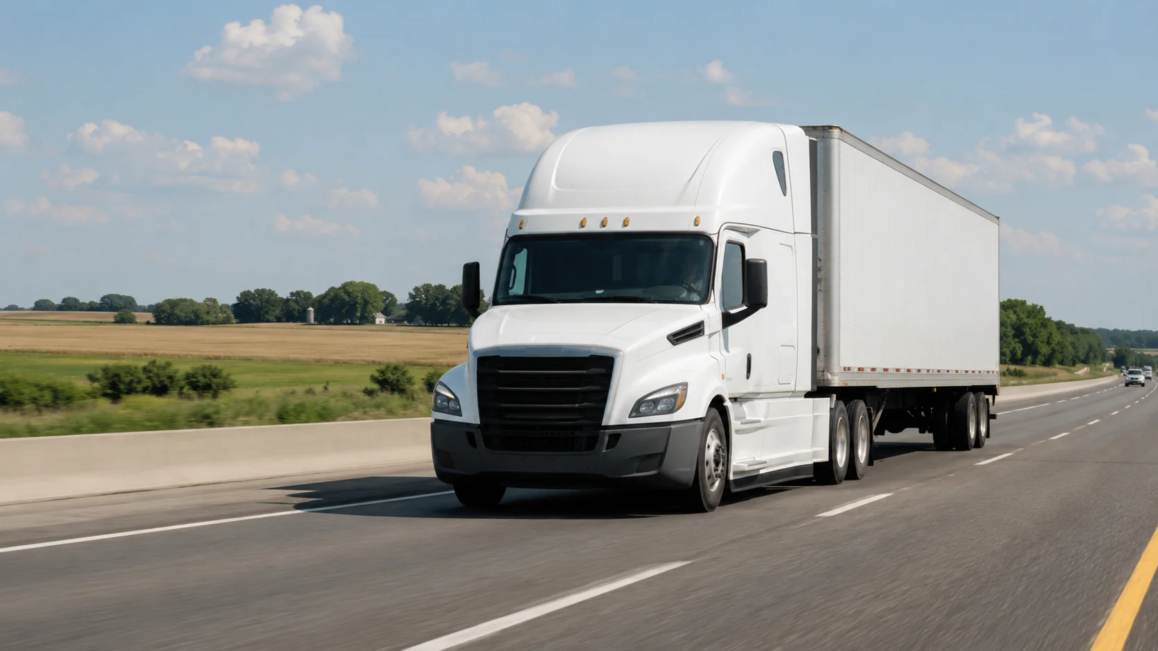 Semi-trailer truck on a rural highway