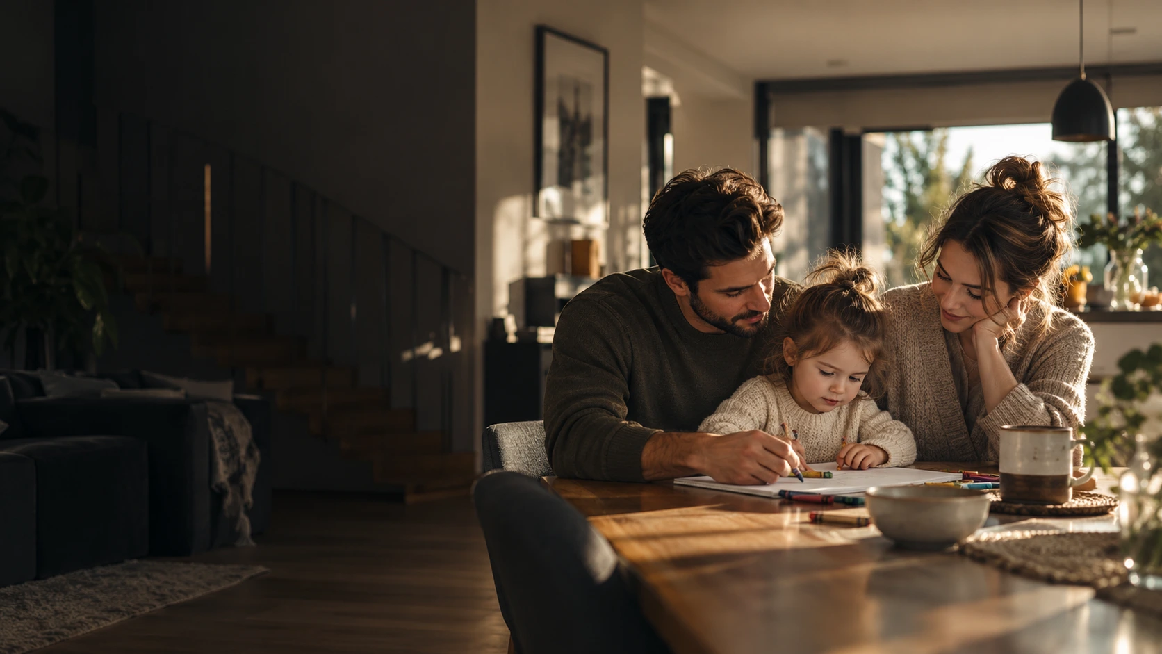Family at home during peak earning years — term life protection context
